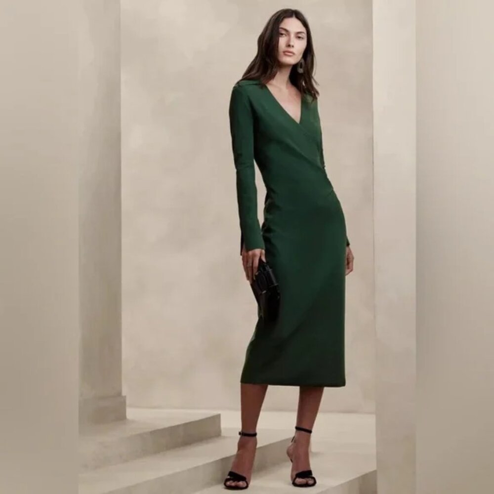 Banana Republic - Ghita Polo Wrap Sweater Dress (Moonlight Forest Green)